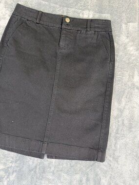 Old Navy Womens Black Denim Skirt Size 2 Pencil Fit Stretch Knee Length